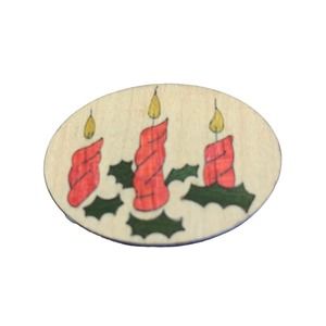 Vtg Woodlike Kishwood Christmas Candle Holly Pin Brooch Crafted in Sycamore IL